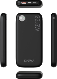 Внешний аккумулятор Power Bank Digma DGPF10B, 10000мAч, черный [dgpf10b22pbk]