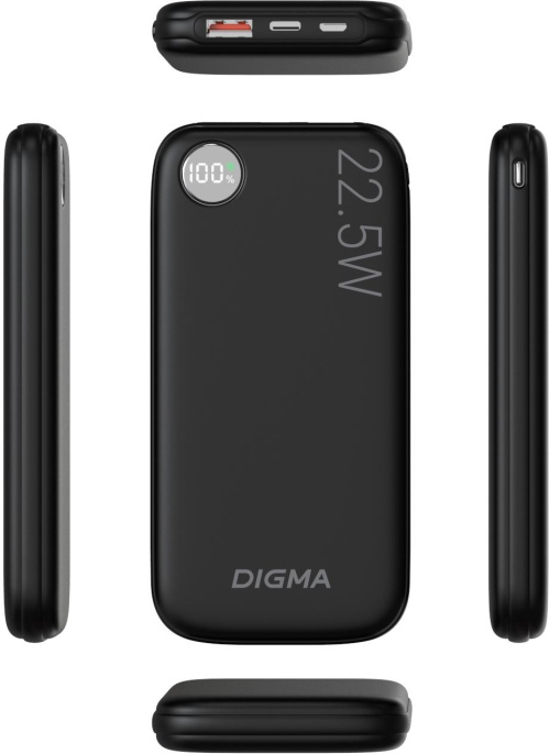 Внешний аккумулятор Power Bank Digma DGPF10B, 10000мAч, черный [dgpf10b22pbk]