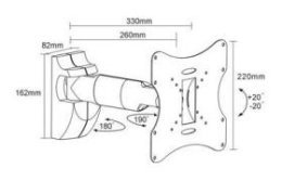 Кронштейн для телевизора Arm Media LCD-202, 15-43", настенный, поворот и наклон,  черный [90655]