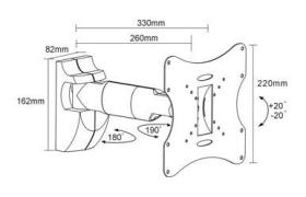 Кронштейн для телевизора Arm Media LCD-202, 15-43", настенный, поворот и наклон,  черный [90655]