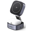 Зарядное устройство магнитное беспроводное 2-в-1 UGREEN W526 35278 2-in-1 Magnetic Wireless Charger для Iphone&AirPods 7,5W. Цвет: серый космос