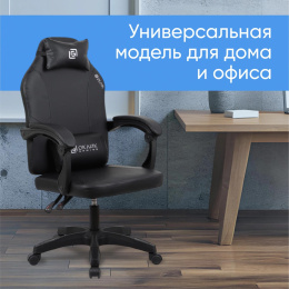 Кресло игровое Oklick Spirit, на колесиках, искусственная кожа, черный/черный [2006687]