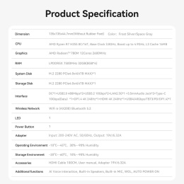 Мини-компьютер BEELINK Ryzen 7 H255 BL/SER9/255/32G/1TB/ Space Gray