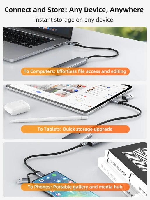 Внешний корпус USB-C CABLETIME CB32G (CT-SSD03-AG) USB 3.1 TYPE-C для NVME M.2 SSD PCIE CENGUE