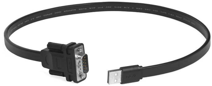 Greenconnect Конвертер-переходник 0.5m плоский, черный, позолоченные коннекторы, 28/26 AWG, USB 2.0 AM / DB9 RS-232 PROF GCR-UOC5M-BCG-0.5m, чипсет PL2303RA