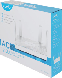 Wi-Fi роутер CUDY WR1300E, Wi-Fi 5, AC1200, 2.4/5ГГц, 2 LAN, белый