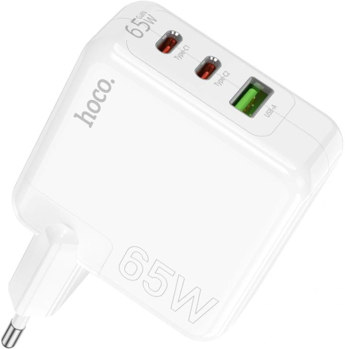 Сетевое зар./устр. Hoco C115A Header PD65W three-port 2C1A charger EU 65W 3.25A+3A+2A+1.5A PD+QC универсальное белый 98312
