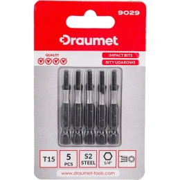 Биты ударные TORX T15, 50 мм, S2, 5 шт DRAUMET 9029