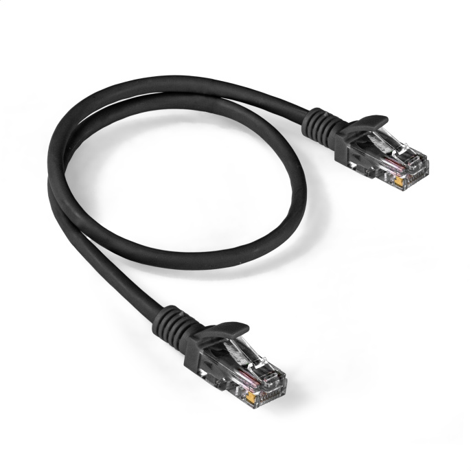 Патч-корд ExeGate UTP-RJ45-RJ45-5e-0,5M-BK, UTP, cat.5e, 0.5м, черный EX300504RUS
