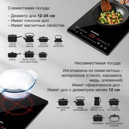 Настольная плита индукционная StarWind STI-1001, стеклокерамика, черный