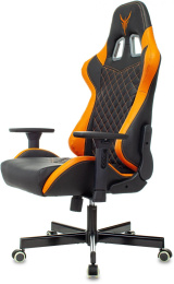 Кресло игровое Knight Armor черный/оранжевый ромбик экокожа с подголов. крестов. металл