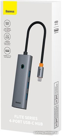 Хаб Baseus BS-OH108 UltraJoy Series 4 порта (USBA to USB3.0*4) Space Grey (B0005280A813-03)