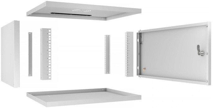 Cabeus WSC-05D-6U55/45m Шкаф телекоммуникационный настенный 19" 6U, серия LIGHT разборный, дверь металл, цвет серый