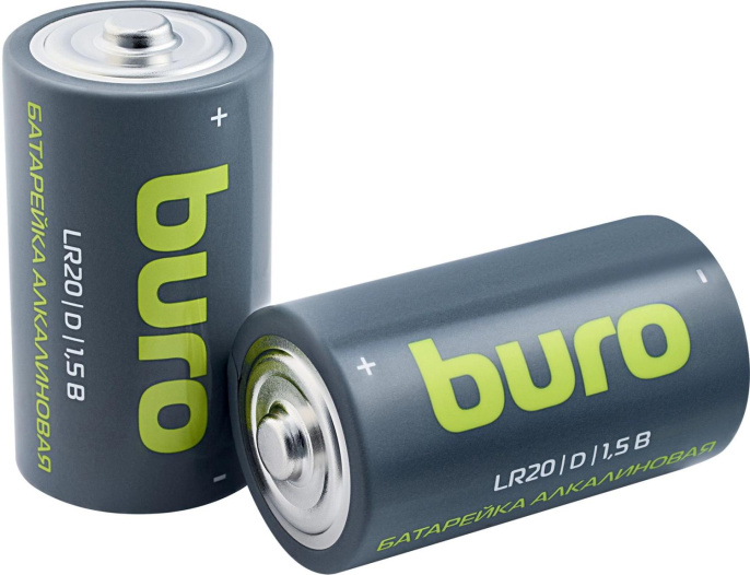 D Батарейка Buro Alkaline LR20,  2 шт. 18000мAч