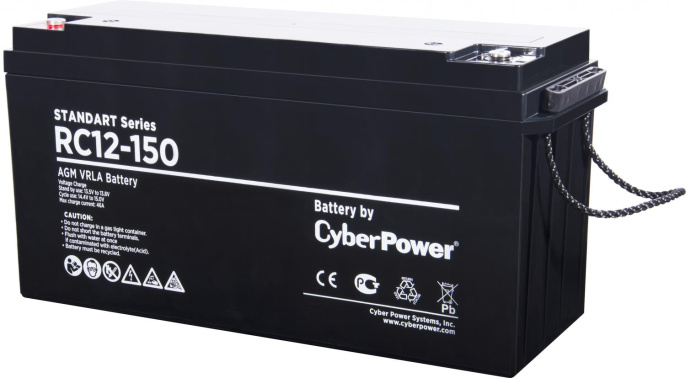 Аккумуляторная батарея CyberPower RC 12-150 12В/155Ач, клемма Болт М8 485х170х240мм 240мм ; 48кг; Срок службы 7-10лет