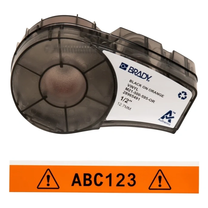 Лента Brady M21-500-595-OR 12.7 мм/6.4 м, винил, черный на оранжевом