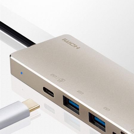 Многопортовая док-станция ATEN UH3239-AT 1 разъём HDMI м-м на выноске 25,4 см, 1 разъём RJ-45 м–м на кабеле CAT 5e ATEN USB-C Multiport Mini Dock - PD60W