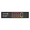 Коммутатор неуправляемый ExeGate EDES-1010D.8PoE-96W (10-портовый UTP 10/100 Base-Tx: 8 портов IEEE 802.3af (PoE), мощность PoE: 25W, суммарно 96W, 2 порта RJ45 uplink, настенный/настольный, металлический корпус) EX299021RUS