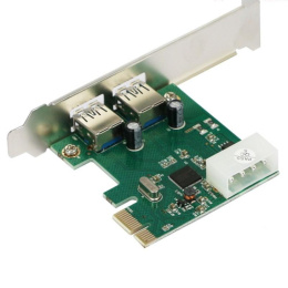 ORIENT AM-3U2PE, Контроллер PCI-Ex1, USB 3.0 2-port ext, ASM1042 chipset, разъем доп.питания, oem 31149