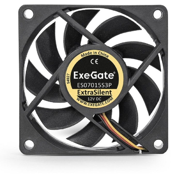 Вентилятор 12В DC ExeGate ExtraSilent ES07015S3P 70x70x15 мм, Sleeve bearing подшипник скольжения , 3pin, 2000RPM, 18dBA EX283371RUS