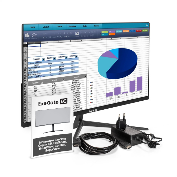 Монитор 23.8" 120 Гц ExeGate SuperView EH2407 (IPS LED Grade A+, FHD, 1920x1080@120Гц, 16:9, 250cd/m2, 1000:1, 178°/178°, 3-5ms, D-Sub, HDMI, FreeSync, Flicker-free, Low Blue Light, кабель HDMI 1.5м, VESA, регулировка наклона (tilt), черный) EX298353RUS