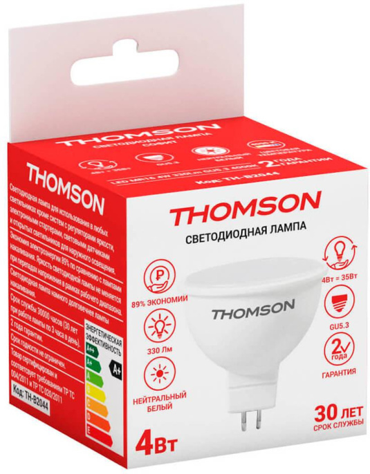 Лампа LED Thomson GU5.3, рефлектор, 4Вт, TH-B2044