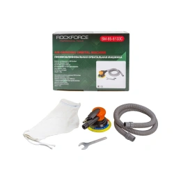 Пневмошлифовальная орбитальная машинка Rockforce 6" с принудительной системой пылеотвода эксцентриковая 5мм, 150мм, 10500об/мин, 84л/мин, 6.3bar RF-SM-65-6133C 26223