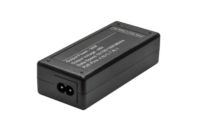 PoE-инжектор Gigabit Ethernet/ PoE-инжектор Gigabit Ethernet на 1 порт, мощностью до 30W. Совместим с оборудованием PoE IEEE 802.3af/at без автоматического определения PoE Мощность PoE на порт - до 30W. Напряжение PoE - 48V конт. 1,2 + , 3,6 - . Порты: