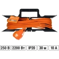 Силовой удлинитель-шнур на рамке TDM ELECTRIC УШ10 штепс. гнездо, 30м ПВС 2х1,0 SQ1302-0313