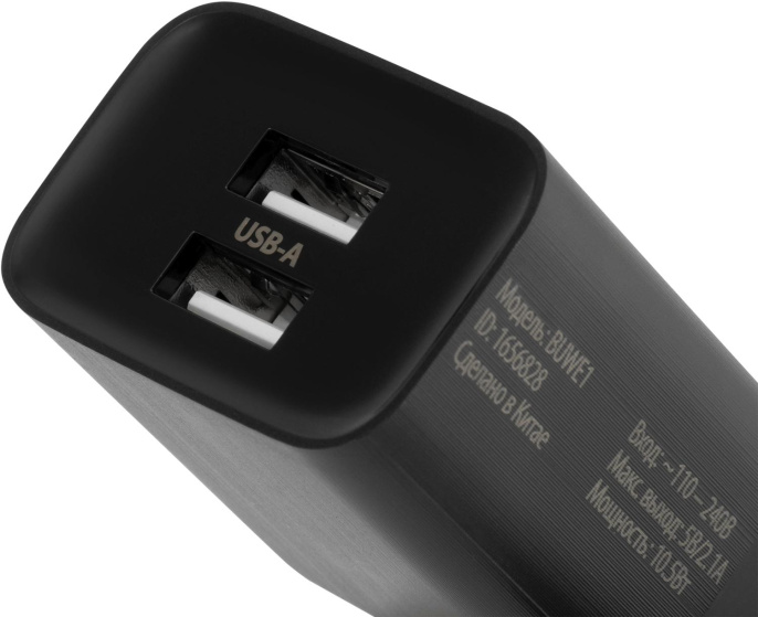 Сетевое зарядное устройство Buro BUWE1,  2xUSB-A,  10.5Вт, 2.1A, черный [buwe10s200bk]