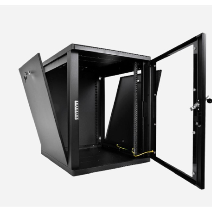 Шкаф телекоммуникационный настенный 19" 12U ЦМО ШРН-М-12.500-9005 стеклянная дверь, чёрный