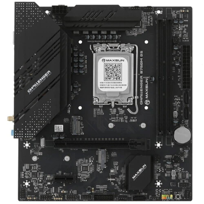 MAXSUN MS-Challenger B760M D5 WIFI V1/V2 Socket 1700, mATX, 2*DDR5, VGA/HDMI, 3*SATA3, 2*M.2, 1*PCIEx16/1*PCIEx1, 2*USB2.0, 4*USB 3.2, LAN 1*1G, Bluetooth, Wi-Fi 802.11ax, RTL