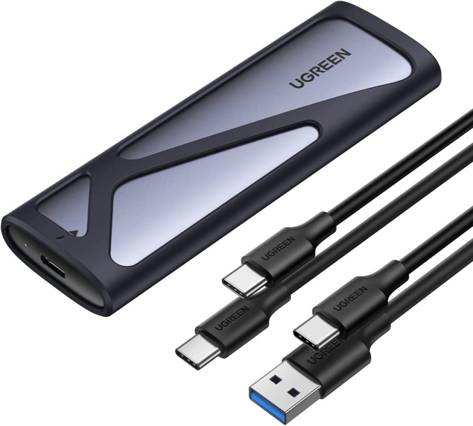 Бокс внешний для жесткого диска UGREEN CM578 (15512) M.2 NVMe SSD Enclosure с кабелем USB-C к USB-C и USB-C к USB-A. Цвет: серый космос