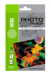 Фотобумага Cactus CS-MA6190100 10x15/190г/м2/белый/100л. матовое для струйной печати