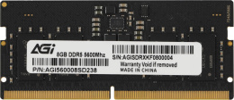 Оперативная память DDR5 8GB 5600MHz AGi AGI560008SD238 RTL PC5-44800 CL40 SO-DIMM 262-pin 1.1В single rank Ret