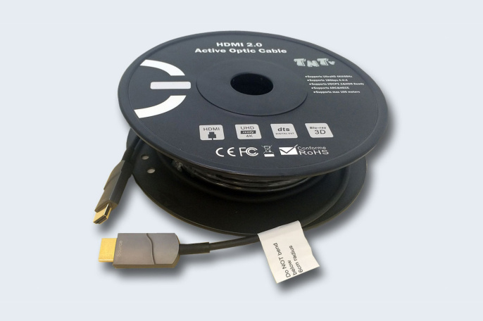 TNTV AOC-H2.0-50 Шнур, мониторный, HDMI, версия 2.0, Male-Male, сборный, 50 метр., черный, технология AOC
