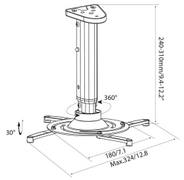 Кронштейн для проектора Cactus CS-VM-PR05M-BK, до 10кг, потолочный, поворот и наклон, черный