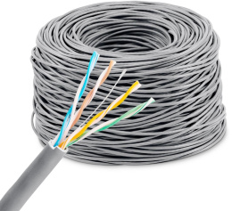 Кабель сетевой KINGPRICE KP-utp-c5e-0.4mm-cca-305m UTP, кат.5E, 305м, 4 пары, 26AWG,  0.4мм,  0.40мм,  алюминий омедненный,  одножильный,  серый