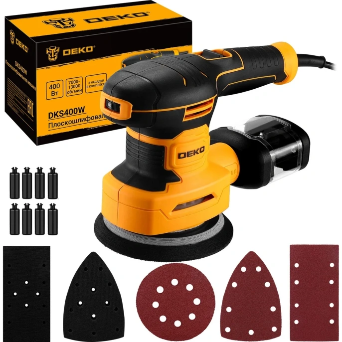 Эксцентриковая машина DEKO DKS400W,  (3 в 1) со сменными подошвами, 400Вт 085-1058