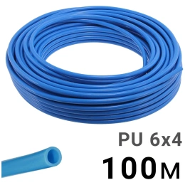 Трубка полиуретановая синяя PI TOOLS PU6-4-100, бухта 100 м, прямая до 8 бар, Арт. 4607