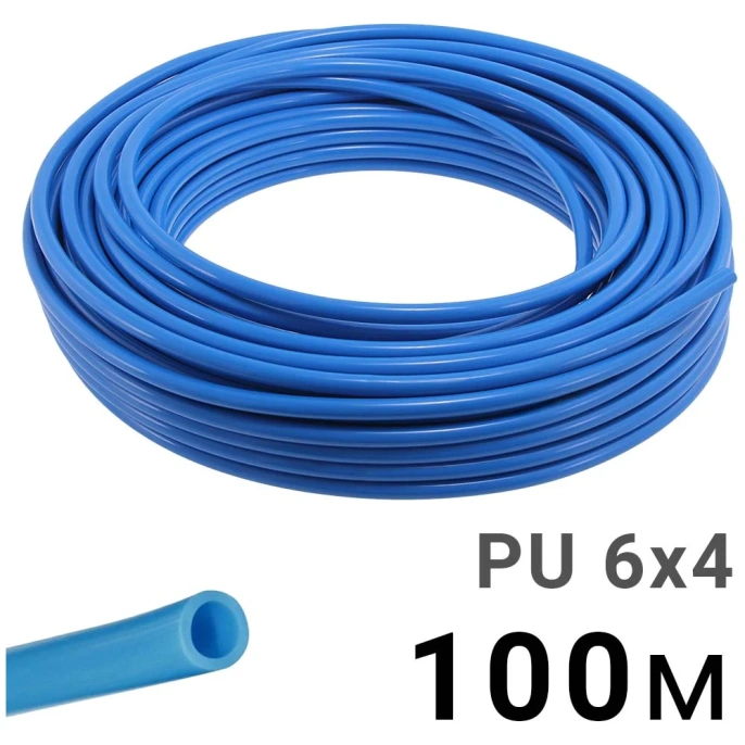 Трубка полиуретановая синяя PI TOOLS PU6-4-100, бухта 100 м, прямая до 8 бар, Арт. 4607