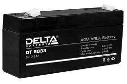Аккумуляторная батарея 6V/3.3Ah Delta DT 6033 134/34/61(66), 0.65кг, 5лет, F1  
