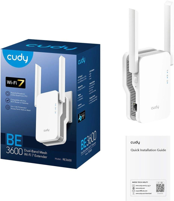 Повторитель беспроводного сигнала Cudy RE3600 BE3600 10/100/1000BASE-T белый