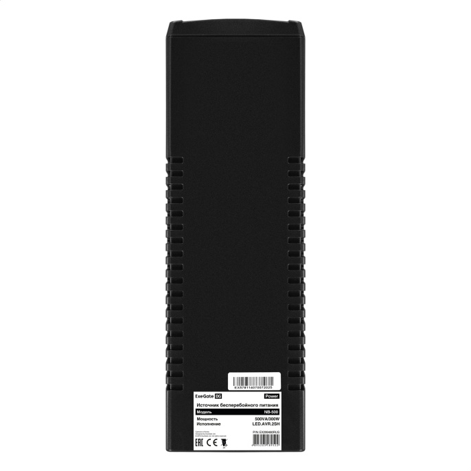 ИБП ExeGate Power NB-500.LED.AVR.2SH (500VA/300W, LED, AVR, 2*EU/Тип F(Schuko), батарея 12V 4.5Ah, Black) EX299480RUS