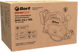 Циркулярная пила Bort BHK-18LI-125, 185мм, аккумуляторная, 18В, с 2 АКБ, с ЗУ [93418590]