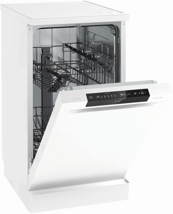 Посудомоечная машина Gorenje GS531E10W 2 корзины , узкая, напольная, 44.8см, загрузка 9 комплектов, белая