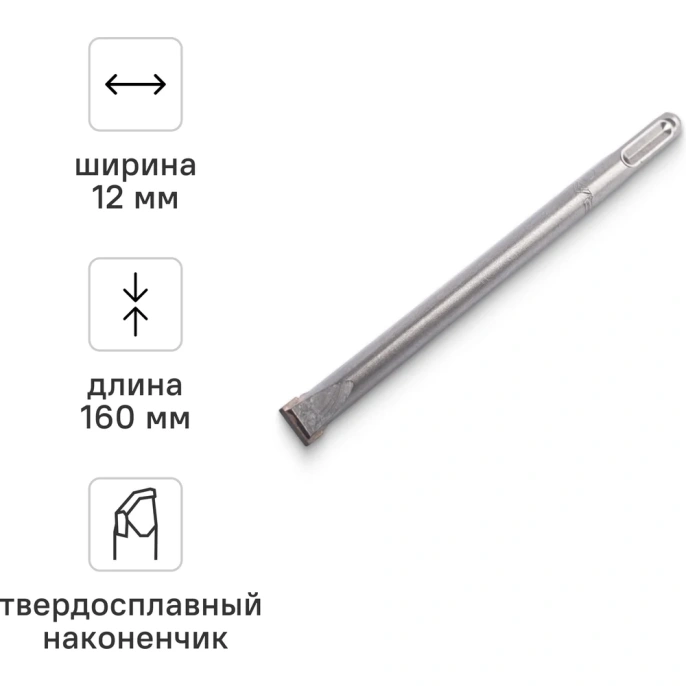 Зубило мини плоское твердосплавное SDS-plus 12х160 мм RAGE 558212