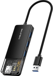 Концентратор  CABLETIME CB01B (CT-HUBT1-PB) 4 порта, 5Gbps, 0.15 м, с блоком питания, USB-хаб для ноутбука и ПК