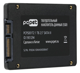 SSD накопитель PC PET PCPS001T2 1ТБ, 2.5", SATA III, SATA, oem