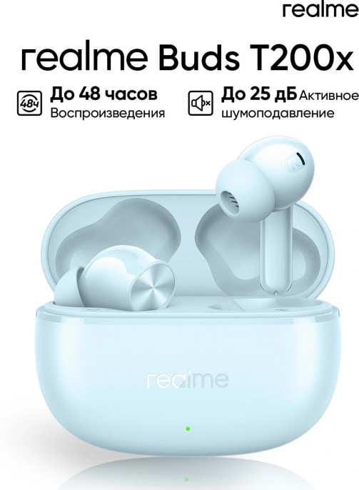 Гарнитура внутриканальные Realme Buds T200x синий беспроводные bluetooth в ушной раковине (6941764471917)